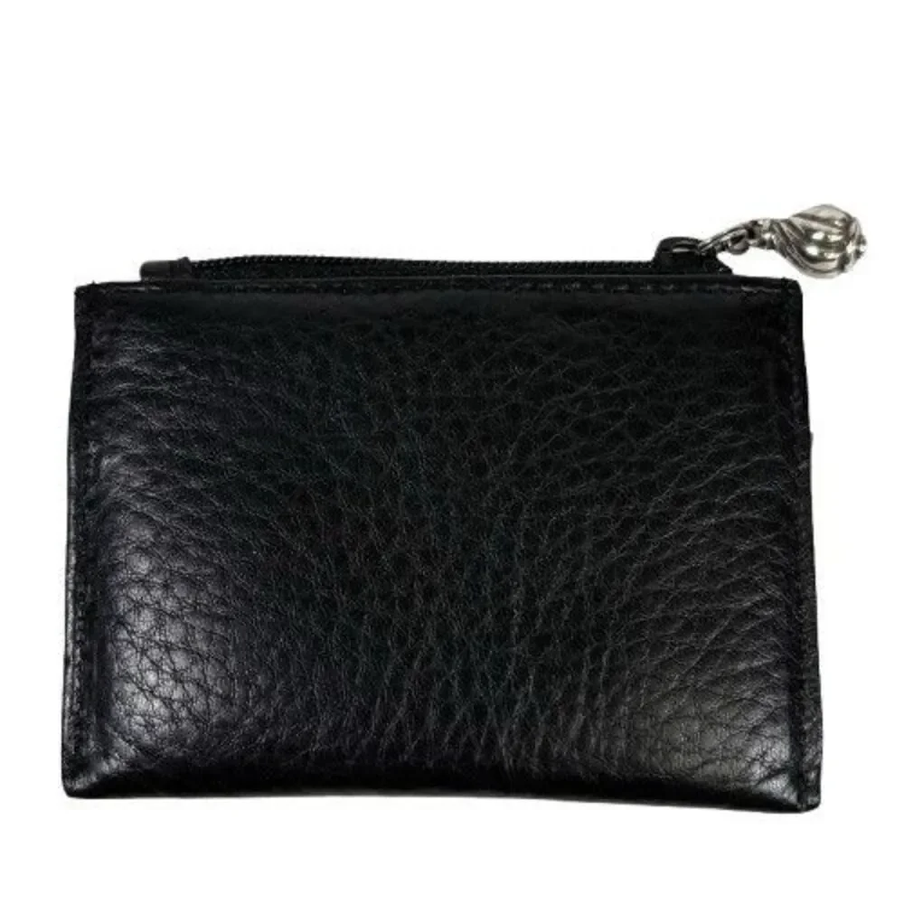 Brighton Leather Wallet Heart Coin Card ID Change Purse Black Croc Embossed Trim